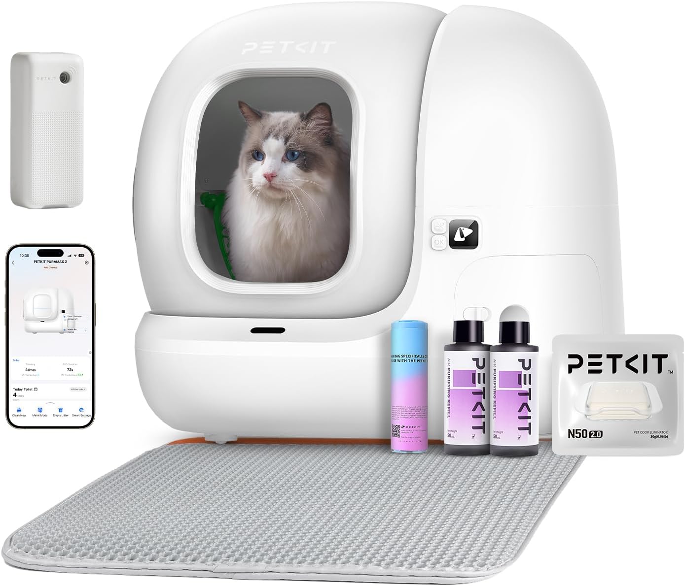 PETKIT Pura Max 2 Litiere Chat Autonettoyante, Bac à Litter Automatic Amélioré, Anti-fuites/Pincement/Odeur, xSecure, Contrôle APP, Capacité 76L pour Plusieurs Chats Amélioration du T4-2
