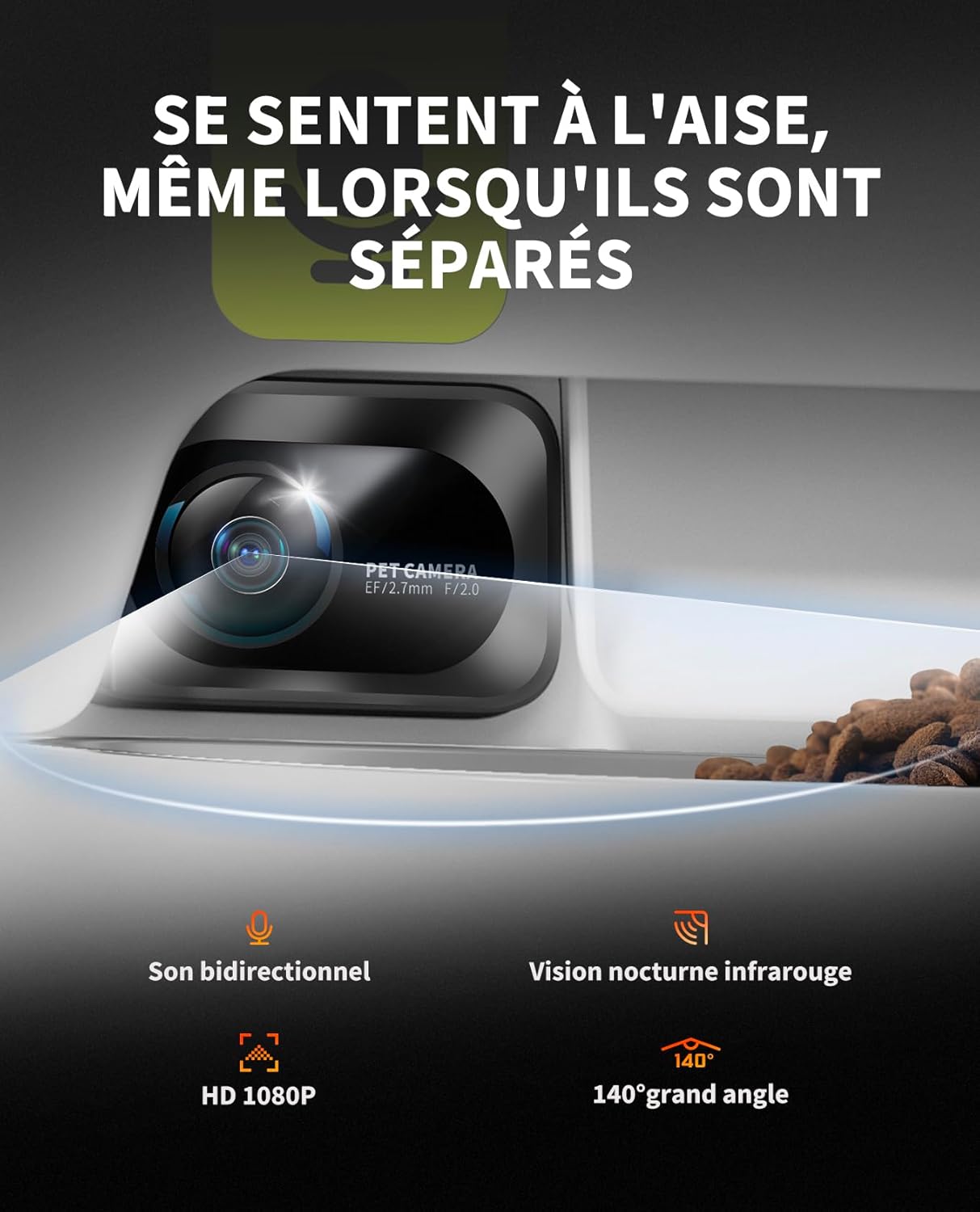 PETKIT Distributeur Automatique de Croquettes pour Chat avec Caméra HD 1080P, Vision Nocturne Intelligente, Wi-FI 2.4G, Double Trémie 5L, Contrôle Via App, Bol INOX, Jusqu'à 10 Repas/Jour
