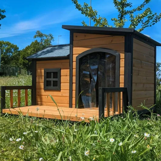 Niche à Chien Border Collie avec Toit Shingle Ouvrant et Terrasse Taille L