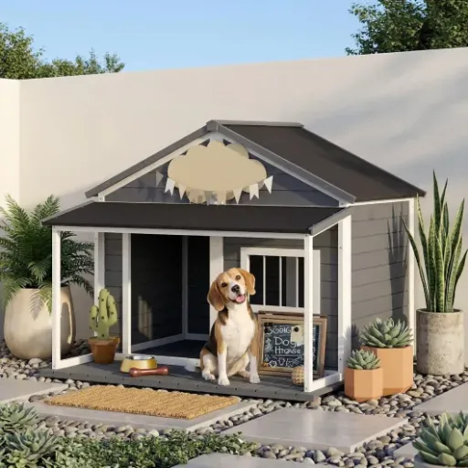 Test PawHut Niche pour Chien Extérieur Style Cabane : grosse niche avec terrasse qui fait le job pour les chiens moyens / grands