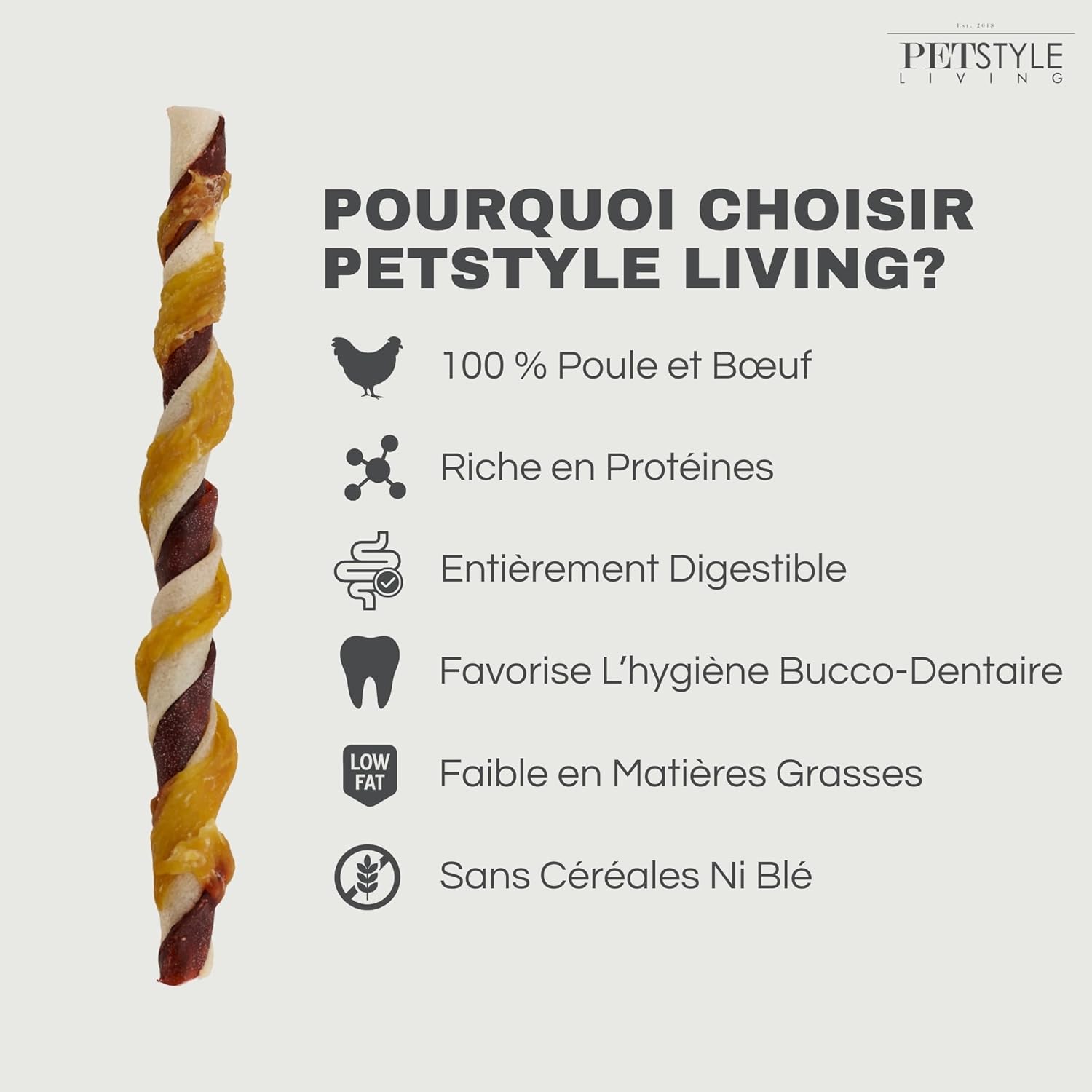 Bâtonnets à Mâcher au Poulet et Bœuf - Collation pour Chien - 12,5cm - 100 pièces Poulet & Bœuf 100 Pièces