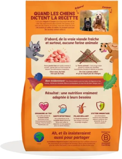 Edgard & Cooper Croquettes Chien Sans Céréales Pour Chiens Adultes Large (12kg), Poulet Frais, Teneur En Fibres Equilibrée Pour Ventres Heureux, Recette Naturelle, Jamais De Farine Animale