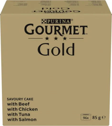 GOLD - Les Timbales - Aliment Complet pour Chat Adulte - Boîtes - Au Bœuf, Poulet, Saumon, Thon - 96x85g