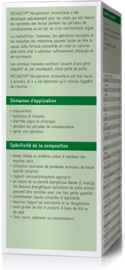 Recovery Immunitaire pour Chats, 1 x 280 ML, Alimentation diététique complète hautement calorique en Cas de dénutrition et de Convalescence Ainsi pour la Prise de Poids