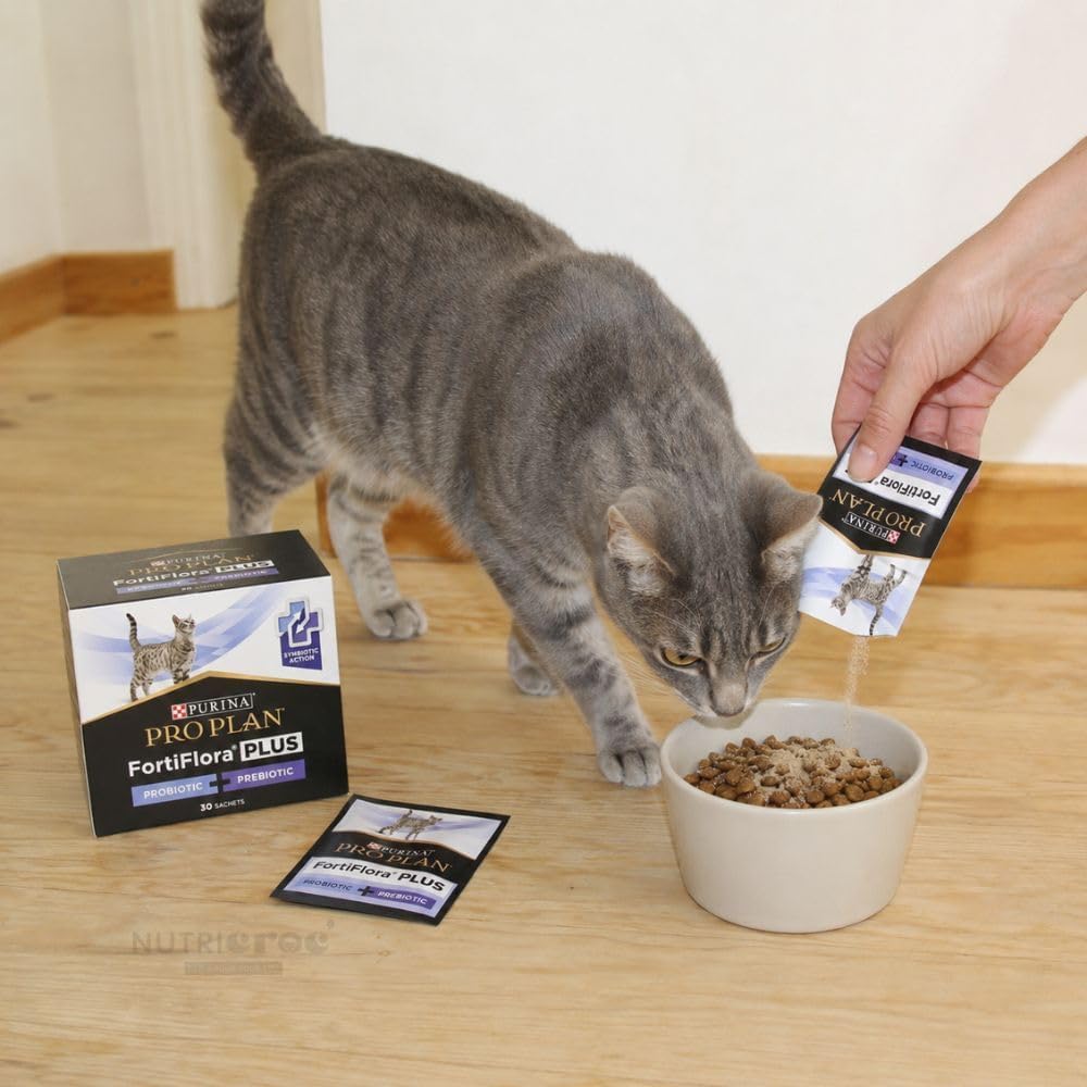 PURINA - ProPlan FortiFlora Plus pour Chats, 30 sachets x 1,5 grammes - Aide à maintenir la santé du microbiome intestinal