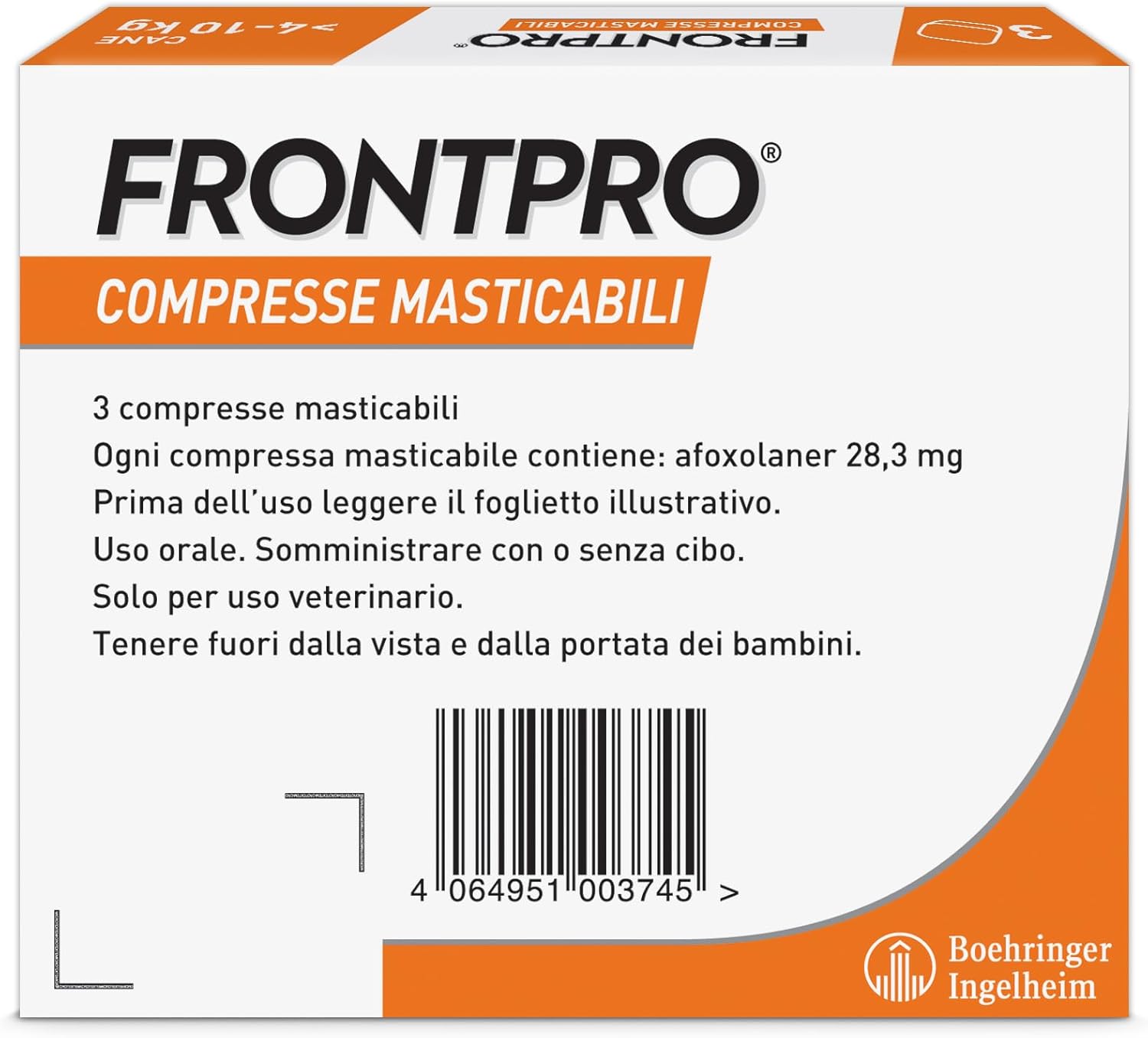 FRONTPRO*3CPR 4-10 KG 28,3 MG Compresse Masticabili Per Cani
