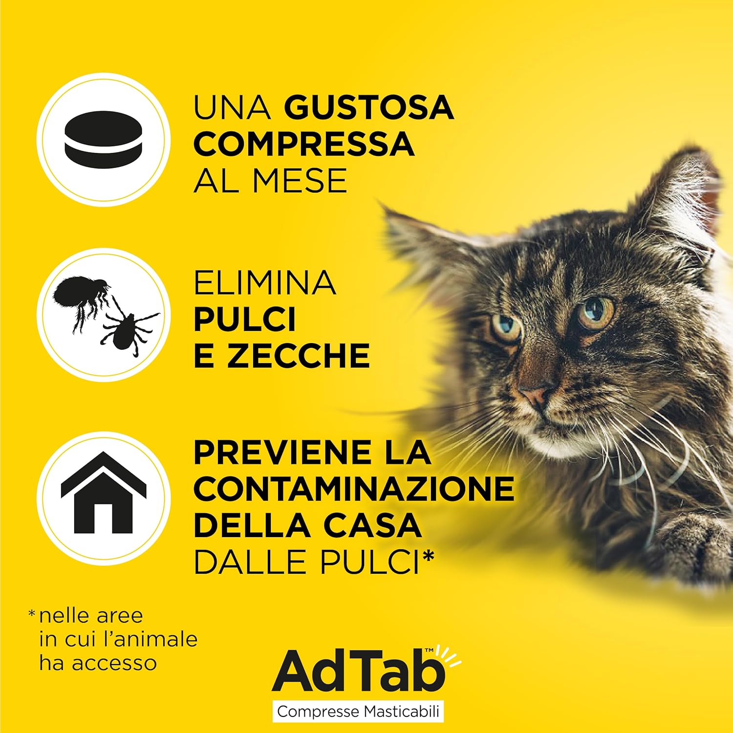 AdTab Comprimés à croquer pour Chats de 0,5-2,0 Kg - 3 comprimés chat 0,5kg - 2kg