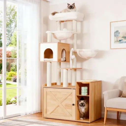 Test Hey-Brother Arbre pour Chats EMPJ115WB : l'arbre à chat qui fait aussi meuble à litière