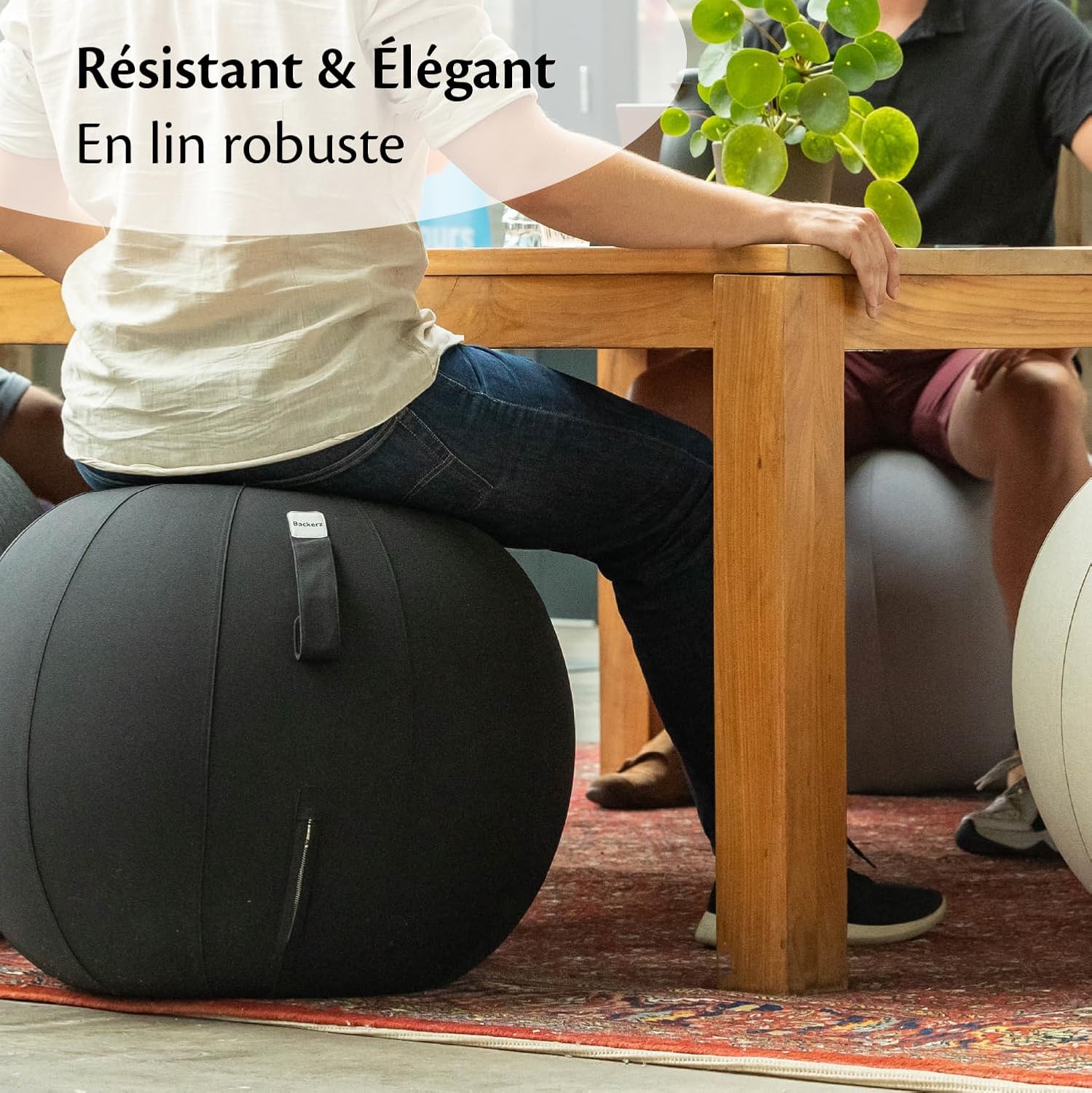 Siège Ballon - Ballon Ergonomique Bureau & Yoga Chaise Ballon en Taille 55CM 65CM 75CM - Capacité 110kg, Housse en Lin Doux Lavable - pour Une Bonne Posture Ballon pour Le Bureau 55cm Iridium