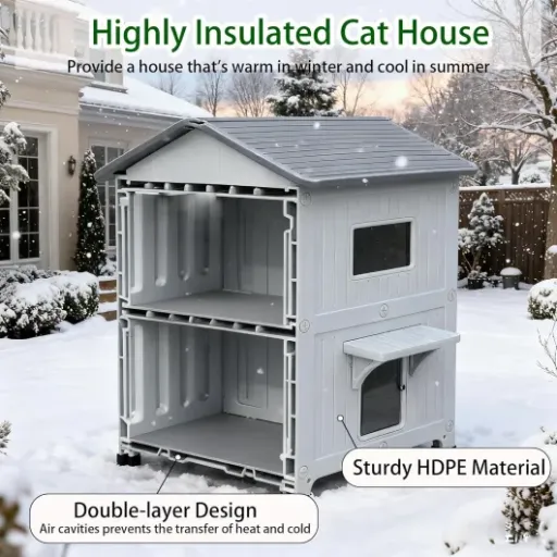 Test Maison pour chat d'extérieur HiCaptain 2 étages : l’abri en plastique qui remplace (presque) le bois