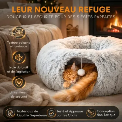 Test One PETS-TOP Tunnel Chat Rond XXL : le gros donut en peluche que mon chat squatte H24
