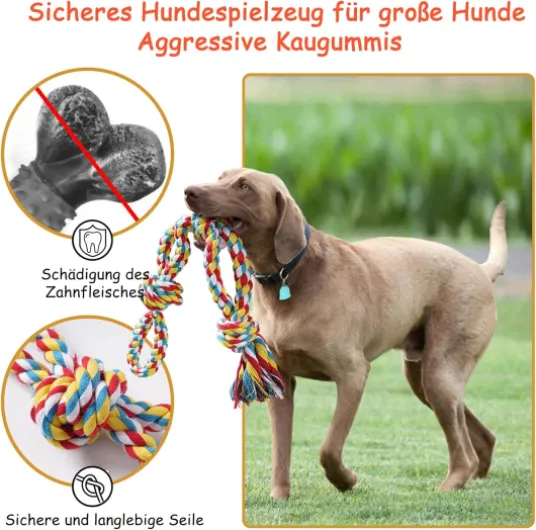 Lot de 8 jouets en corde pour chiens de taille moyenne et grande - Robuste et durable - Pour mastiquer agressivement - Pour tirer à la corde et mâcher au quotidien 8 Pièces - Multicolore