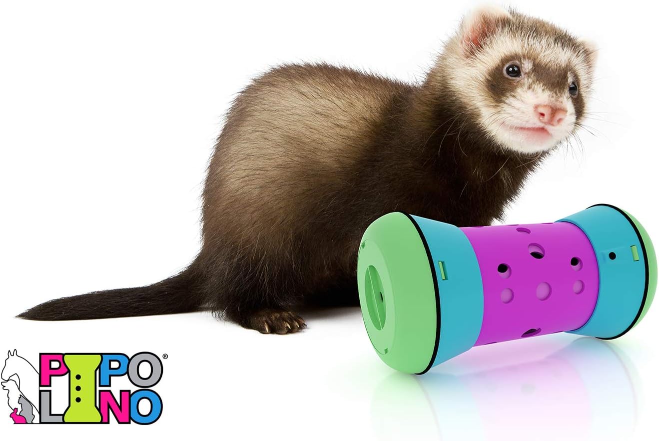 Chat S bleu, vert et rose -Distributeur mobile et réglable d'aliments secs Multicolore