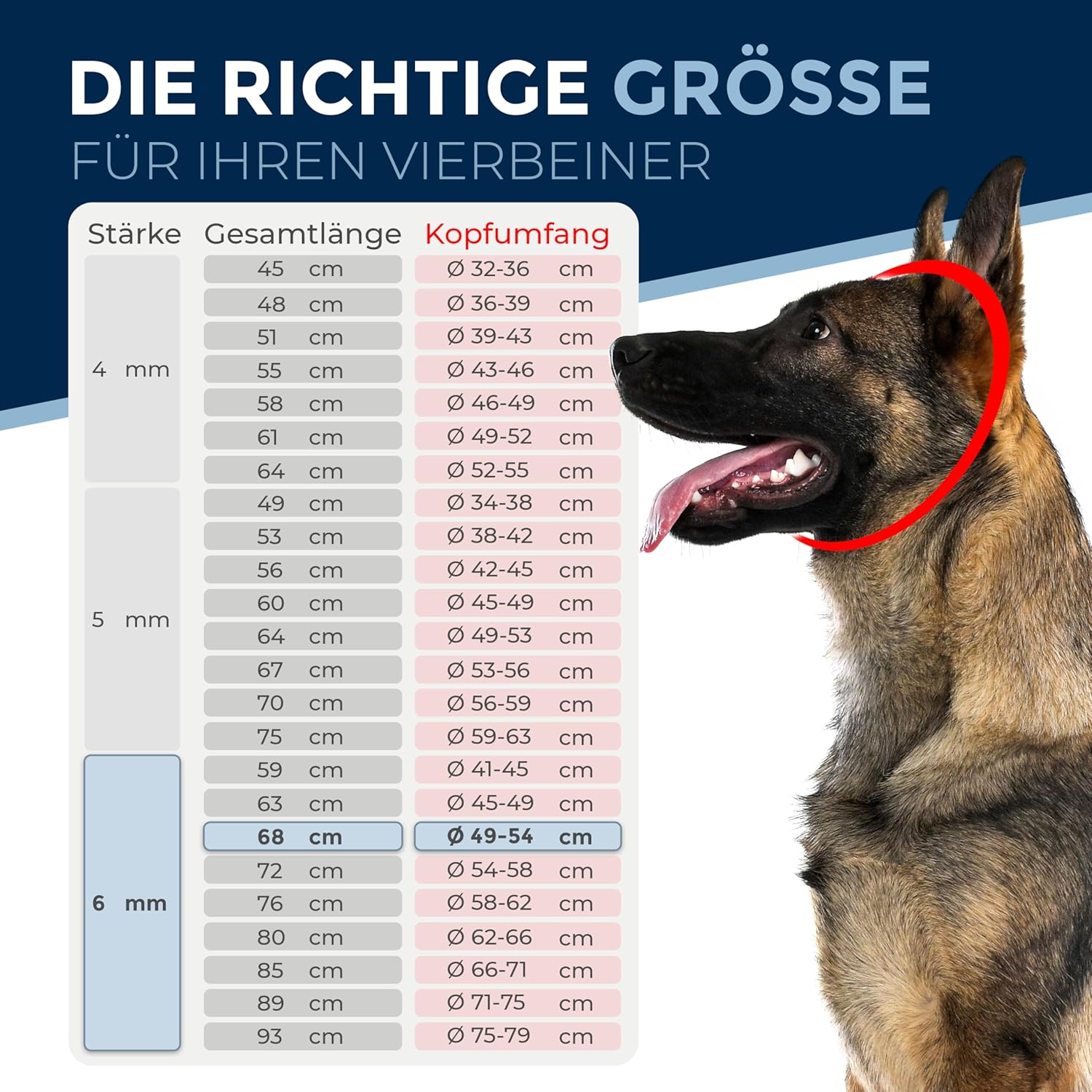 Collier de Dressage Chien Acier Inoxydable – chaîne maillons Longs, 6 mm, 68 cm, très Robuste pour Forte Traction, Anti-Traction Epaisseur: 6 mm - Longueur Totale: 68 cm