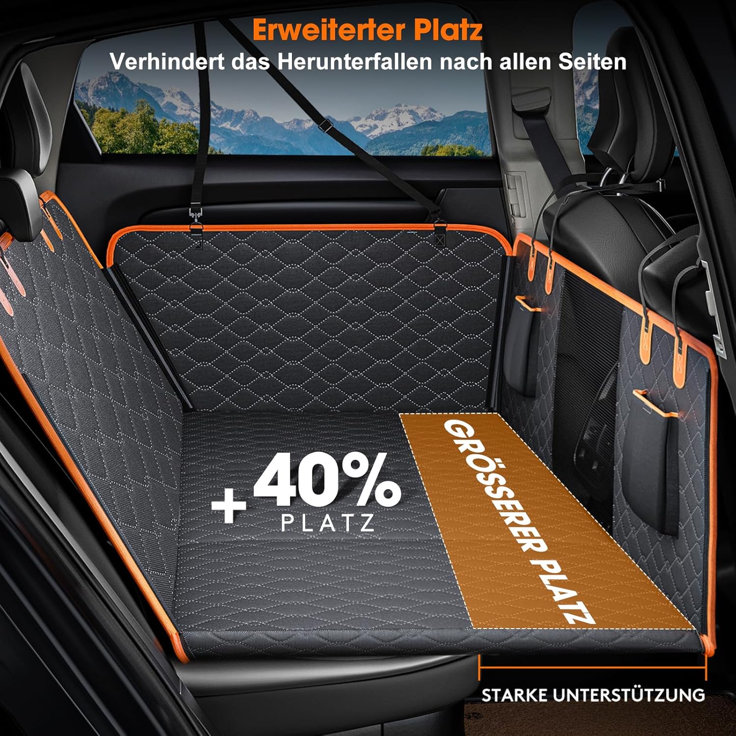 Protection Siège Voiture Chien, Housse Chien Solide, Extension Housse Chien Résistant, Plaque de Base Rigide-Siège Arrière de Hamac pour Chien, Noir black