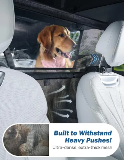 JOYTUTUS Grille de séparation pour chien de voiture, filet de protection barrière, avec fenêtre de visualisation, grille de séparation universelle pour chiens, 132 * 79 cm, pour voitures, SUV, camions