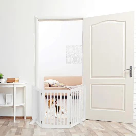 Barrière protection, pliable, grillage pour chiens réglable, cheminée et four, MDF, H x L : 70 x 154 cm, blanc