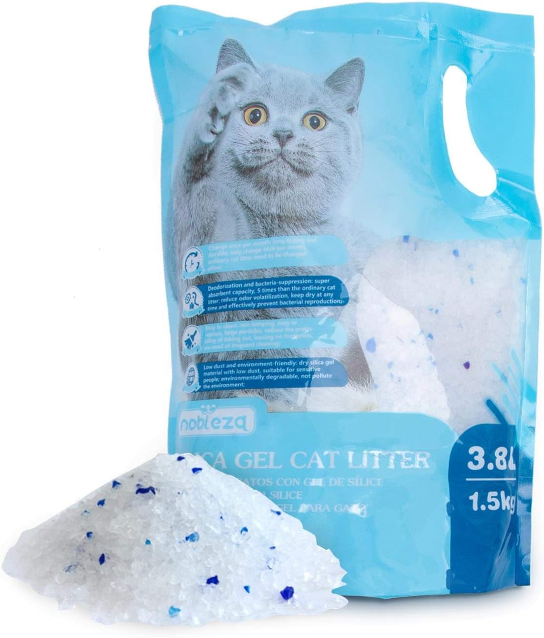 Litière pour Chats Silice Gel 30.4L - Litière pour Chat Haut de Gamme avec Contrôle Supérieur des Odeurs et Absorption Efficace des Liquides