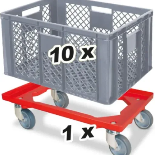 Test BRB Lot de 10 bacs empilables + chariot : du rangement costaud pour le garage et le chantier