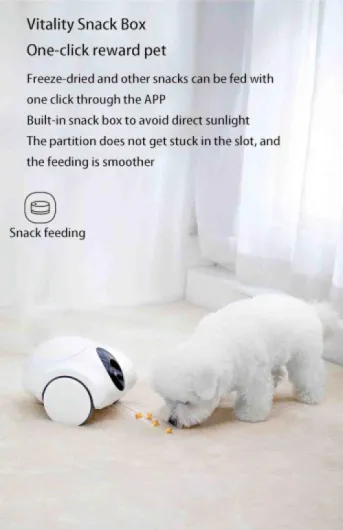 Caméra pour animaux de compagnie avec distributeur de friandises, jouet interactif - Full HD 1080p, télécommande via application - conçue pour chiens et chats - Pan, inclinaison, zoom, vision nocturne