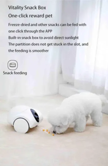 Caméra interactive pour animaux de compagnie avec distributeur de friandises – Caméra HD 1080p panoramique inclinable pour chien, distribution automatique de friandises, moniteur à distance, jeu avec