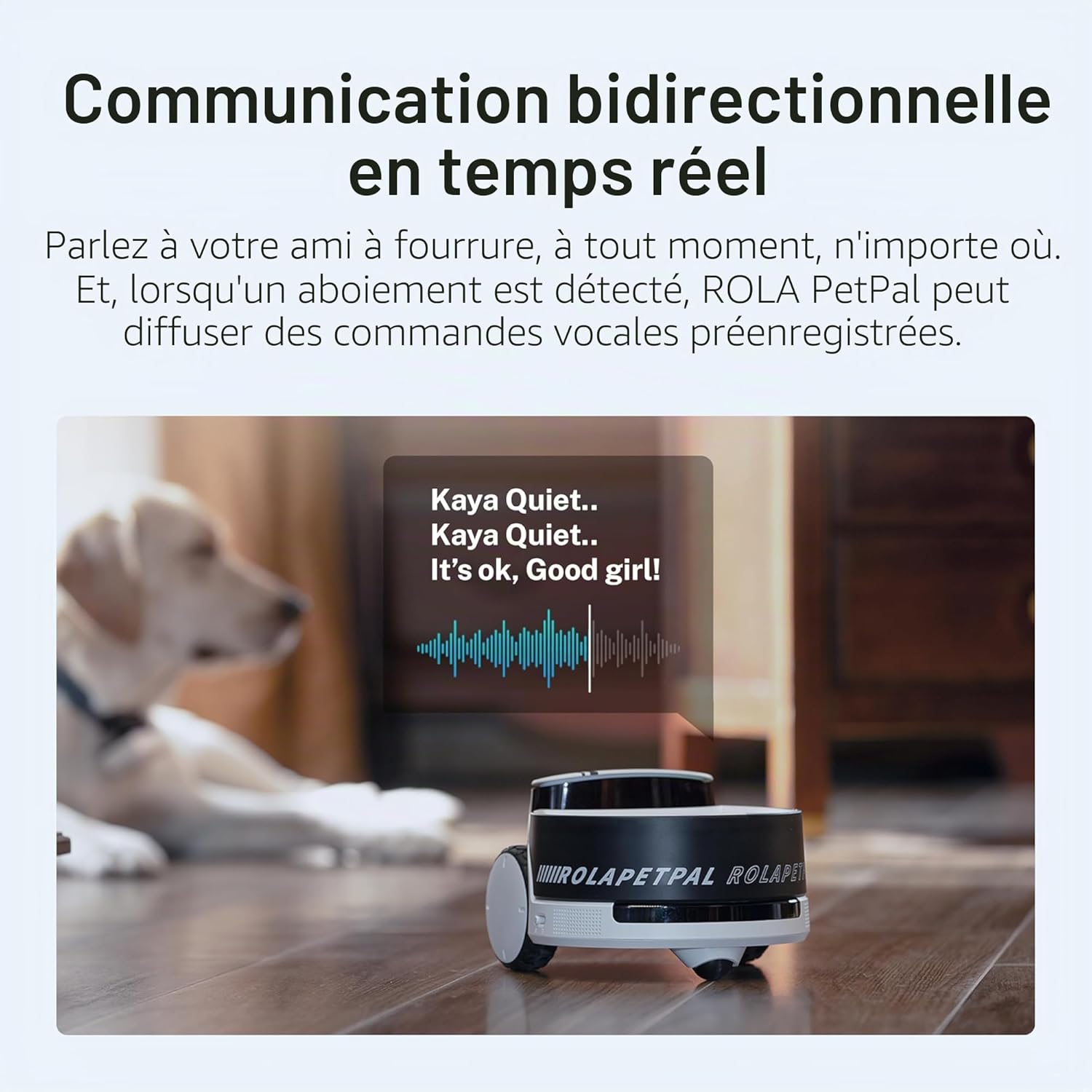 ROLA PetPal 2.5K Caméra pour Animaux Domestiques, Caméra sans Fil pour Chiens et Chats avec App EBO ROLA-PET, Auto-Recharge, Audio Bidirectionnel