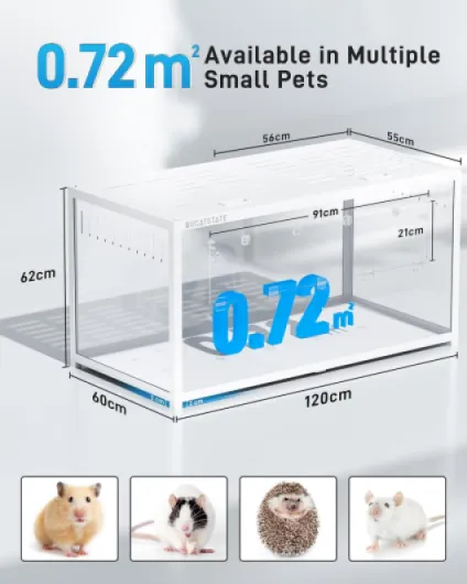 BUCATSTATE Cage pour Hamster 3.0: Grande Cage à Rongeurs 120L x 60W x 62H CM pour Hamster Petits Animaux Rat Gerbille Souris (Blanc) 120L x 60W x 62H CM Blanc