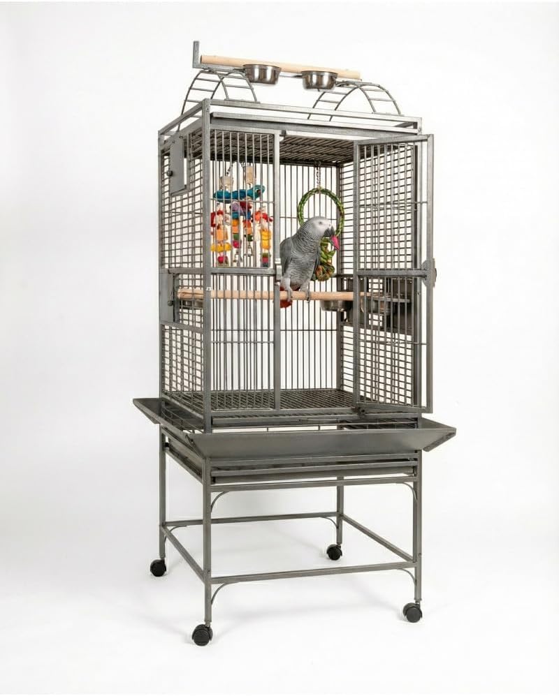 Cage Perroquet Complète - Cage à Oiseaux Idéale pour Perroquets de Taille Moyenne et Élevage de Petits Perroquets - Mesures 60 x 56 x 160 cm - Poids 30 kg