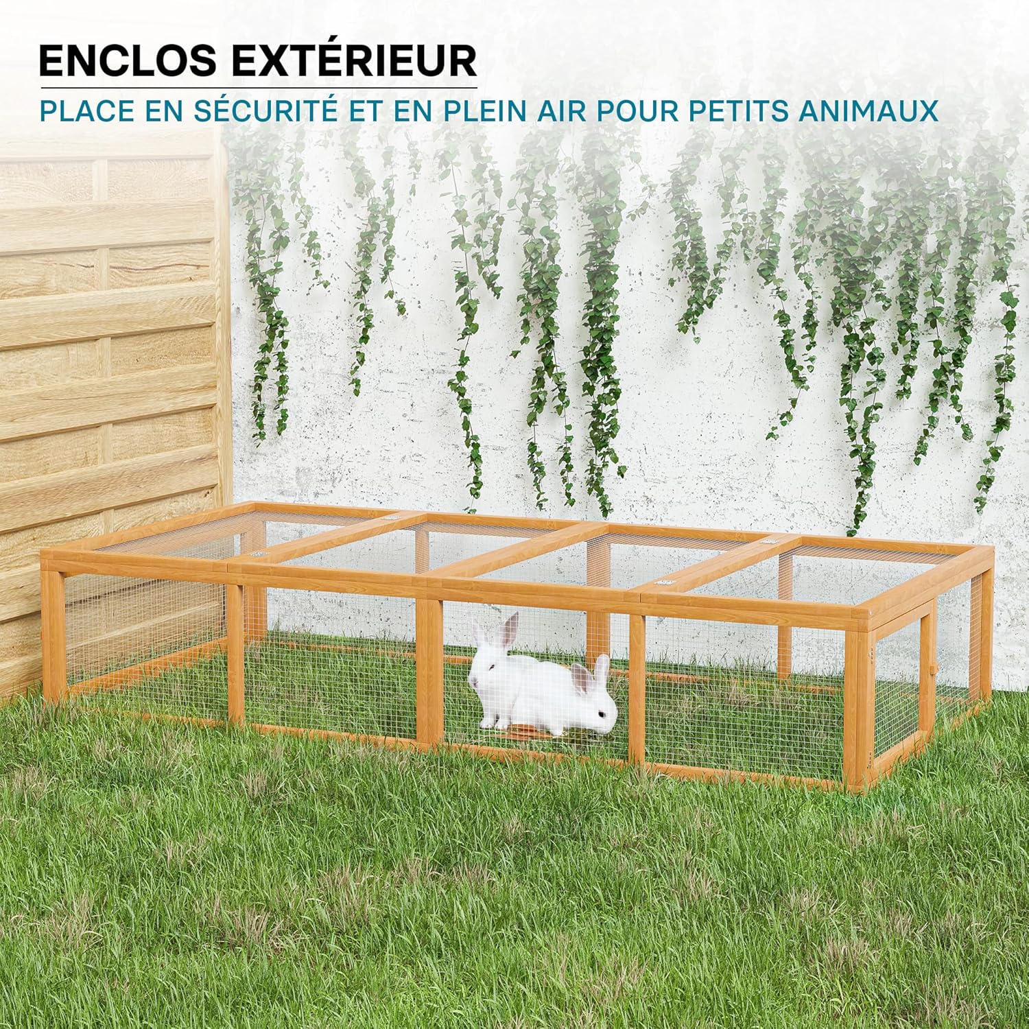 Clapier à Lapin XXL – 1800 x 900 x 480 mm – en Bois, avec Grille métallique – Cage pour Petits Animaux avec Enclos – Parc Rongeurs, Élevage Basse-Cour Ferme