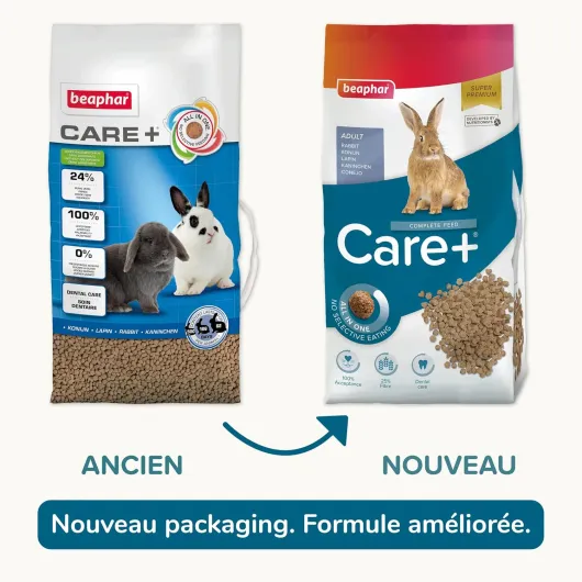 Care+ – Alimentation Super Prenium pour Lapin extrudée – 24% de Fibres – Appétent, sans Sucre ajouté ni Colorant – Haute digestibilité – Participe à l’Usure Naturelle de Dents – 10 kg 10 kg (Lot de 1)