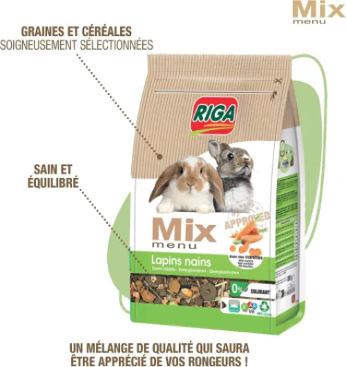 Menu Mix pour Lapins Nains - Mix Vitaminé - A La Carotte - Graines, Céréales Et Légumes - Riche en Vitamines Et Minéraux - sans Colorant - Sain Et Équilibré - 3KG 3 kg (Lot de 1) Lapin Nains