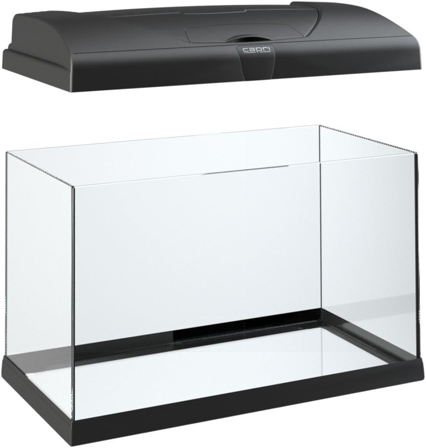 Hydor Aquarium 60L pour Poissons Tropicaux ou d'eau Douce, Aquarium Complet: Lampe LED, Filtre Interne à 2 étages, Chauffage, 60 x 31,5 x h 39,5 cm - en Verre Noir - Noir 60 Liter