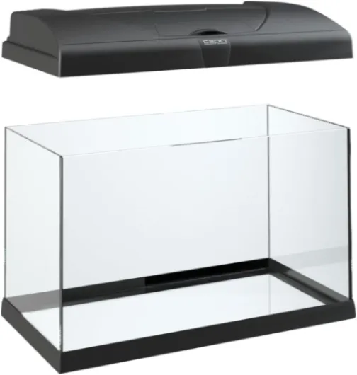 Hydor Aquarium 60L pour Poissons Tropicaux ou d'eau Douce, Aquarium Complet: Lampe LED, Filtre Interne à 2 étages, Chauffage, 60 x 31,5 x h 39,5 cm - en Verre Noir - Noir 60 Liter