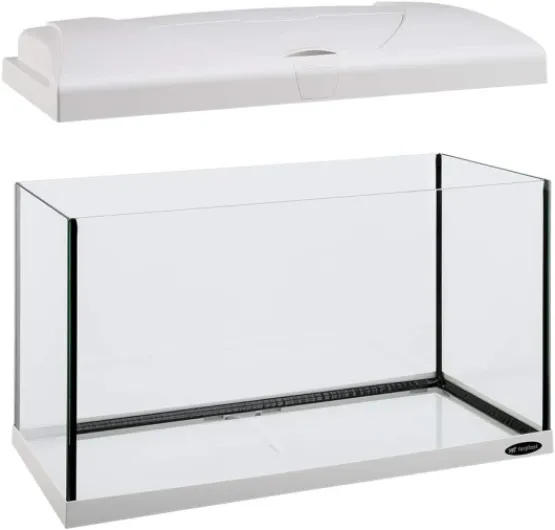 Hydor Aquarium 60L pour Poissons Tropicaux ou d'eau Douce, Aquarium Complet: Lampe LED, Filtre Interne à 2 étages, Chauffage, 60 x 31,5 x h 39,5 cm - en Verre Blanc Blanc 60 Liter