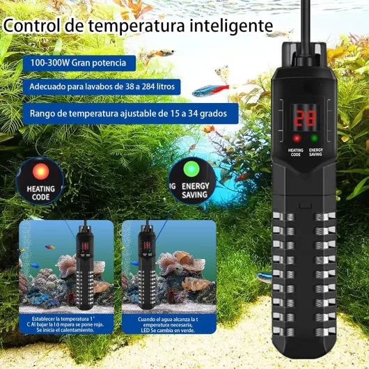 HUIZHOU Chauffage pour Aquarium (15-34 °C), thermoplongeur réglable pour Aquarium 100-300 W, Chauffage à Thermostat Haute Performance pour Aquariums et bassins à Poissons (300W)