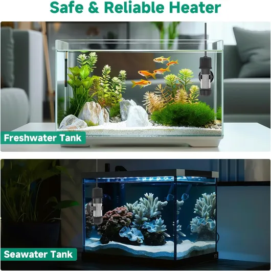 Hygger Chauffage Aquarium Mini Chauffage Aquarium, Submersible Chauffage pour Aquarium, Réglable Aquarium Heater 15-34℃ avec Digital Display Controller pour Aquarium de Poissons et de Tortues (25W)
