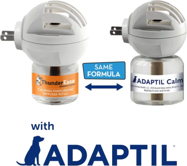 ThunderEase Kit diffuseur de phéromones apaisantes pour Chien - Alimenté par ADAPTIL - Recommandé par Les vétérinaires pour soulager l'anxiété de séparation, Le Stress des aboiements et de la 90 Day Supply