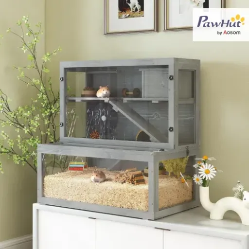 Test PawHut Cage Hamster en Bois 3 Niveaux : grande, pratique, mais avec quelques limites