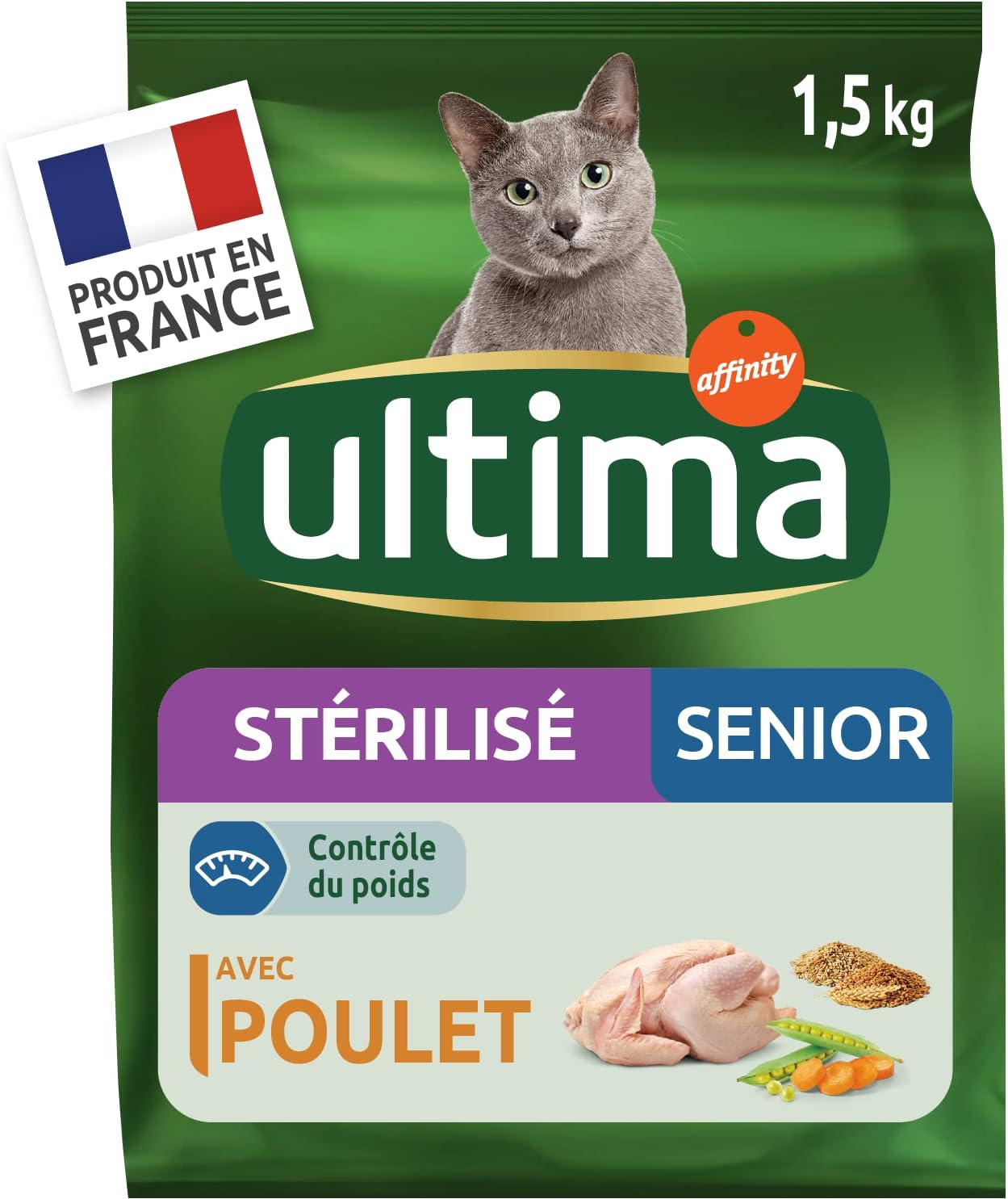 Croquettes pour Chat Sterilise - 10 Ans avec du Poulet - Pack 8 x 1,5kg Stérilisé senior