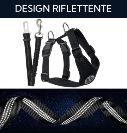 Harnais pour chien avec ceinture de sécurité pour voiture, Harnais pour chiot en double couche de maille en latex respirante, Anti-traction réglable avec poignées élargies M