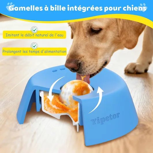 Yipetor Bol de Léchage Chien pour Friandises Liquides, Gamelle Anti Glouton Chien pour Bouillon d'os pour Chien, 3/4 Tasse de Yaourt, Jouet à Lécher pour Chien de Petite, Moyenne et Grande Race Bleu