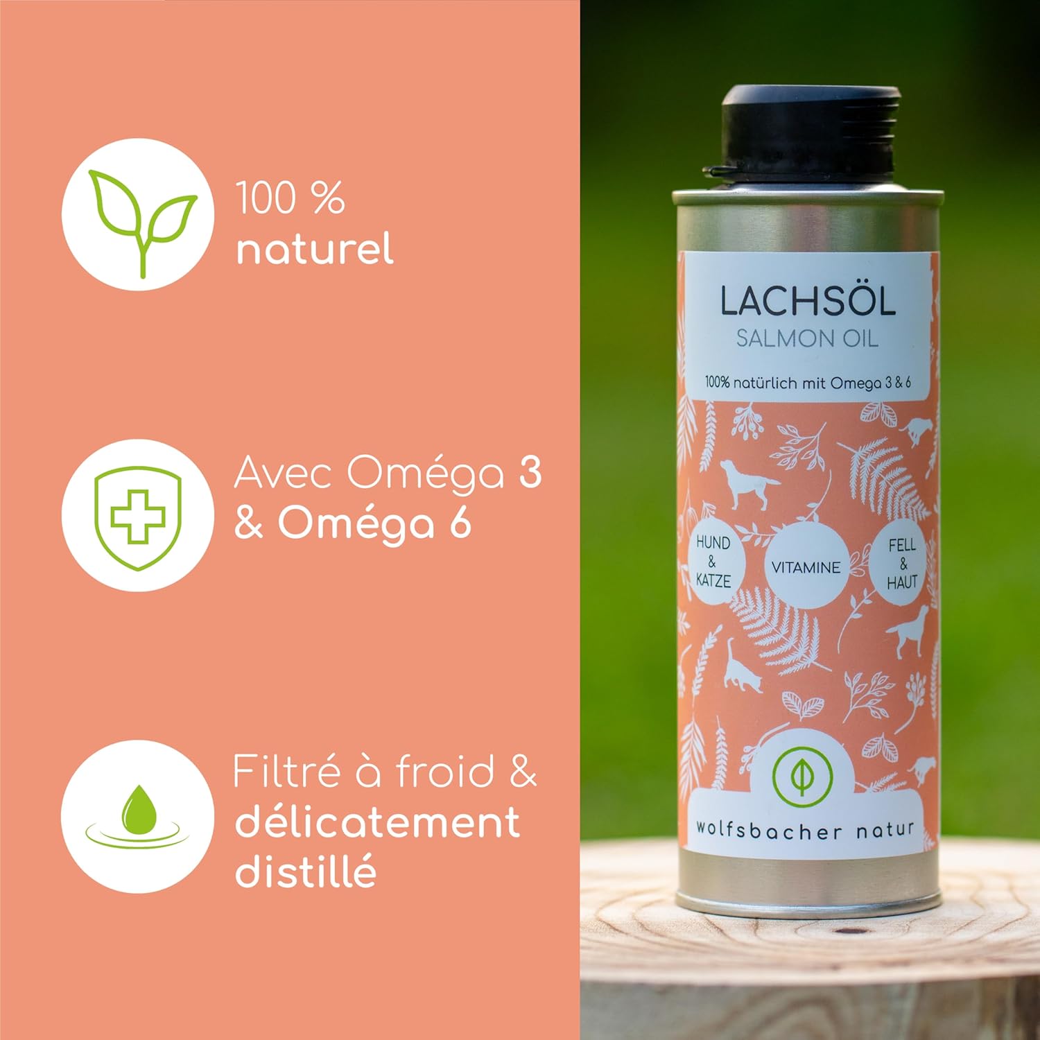 Huile de Saumon pour Chiens 1 Litre avec oméga 3 & 6 I Huile de Saumon Naturelle norvégienne de Saumon de l'Atlantique I Complément Alimentaire hautement dosé pour Chiens 1000ml pour chiens