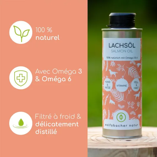 Huile de Saumon pour Chiens 1 Litre avec oméga 3 & 6 I Huile de Saumon Naturelle norvégienne de Saumon de l'Atlantique I Complément Alimentaire hautement dosé pour Chiens 1000ml pour chiens