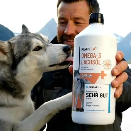 ReaVET Premium Huile de Saumon Chiens 1 Litre, oméga 3 & 6 Barf Huile Chiens I Huile de Saumon Chiens 1 Litre I Huile de Poisson à Haute Dose Chiens 1 l (Lot de 1)