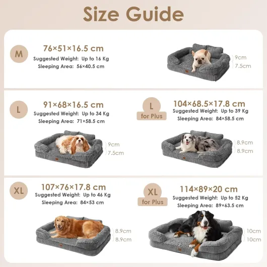EHEYCIGA Panier Chien XXL Grande Taille Orthopédique avec Dossier Haut 107x76cm, Lit Chien à Mémoire de Forme, Canapé pour Chien Déhoussable et Lavable, Coussin Chien Imperméable, Gris Gris L 107 x l 76 x H 18 cm