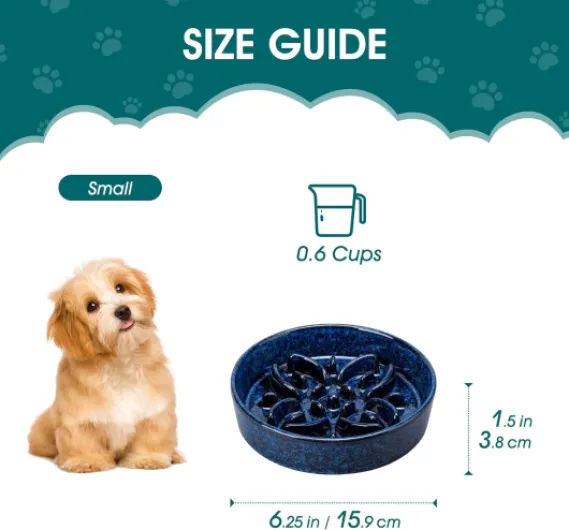 Gamelle Anti glouton Chien et Chat Gamelle céramique Alimentation Lente avec Design en Forme de pétales Antidérapant,Stable,Facile à Nettoyer Adaptée aux Petits,Moyens et Grands Chiens,Bleu 390 ml Bleu