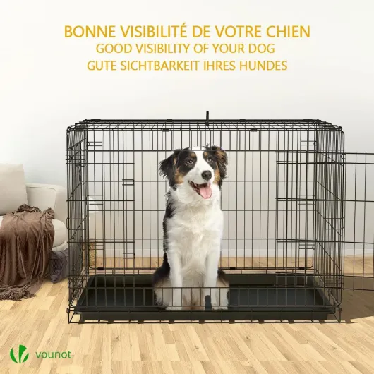 ® Cage pour Chien Pliable avec 2 Portes Verrouillables et Plateau Amovible Cage Chien Pliante en Métal Cage de Transport pour Chien 107x70x78cm Noir XL (107x70x78cm)