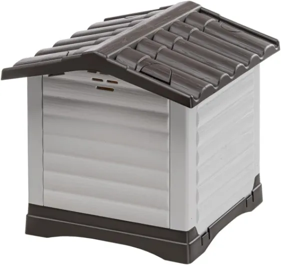 Niche Chien Exterieur, Maison Chien, Niche Petit Chien, Système de Drainage, Grille d'Aération, Démontable, 43 x 48 x h 44 cm, DOGVILLA 50 Niche Plastique pour Chiens Gris DOGVILLA 50 (43x48x44 cm)