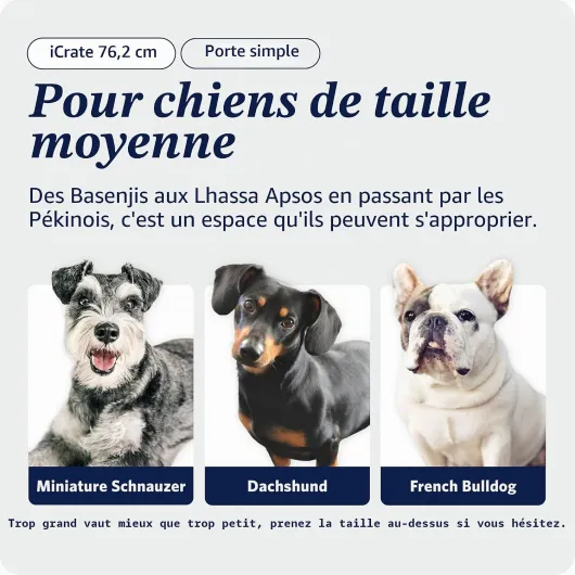MidWest Homes for Pets - Cage pour Chiens iCrate 76,2 cm, modèle amélioré, Une Porte, Noir L 77 x l 49 x H 54 cm Porte simple