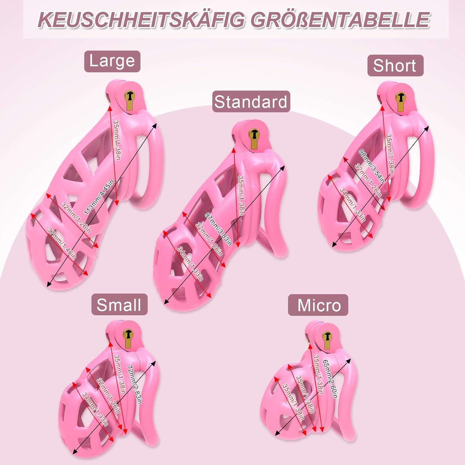 B2-Ceinture de chasteté Set de 4 cockrings Rose Sissy Sex Toy Cage de chasteté Cage de chasteté respirante avec Invisible Lock Design Homme Cock Bondage BDSM Sex toys en résine (small,Pink) small Pink
